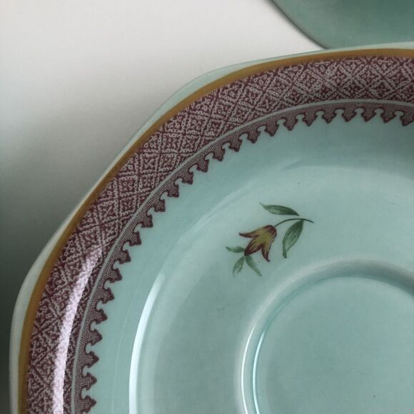 4 Adams Lowestoft Calyx Ware Lowestoft 6” Snack Saucer Plates EUC Vintage 1920s - Picture 10 of 10